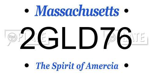 2GLD76 Massachusetts License Plate