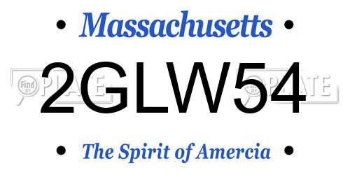 2GLW54 Massachusetts License Plate