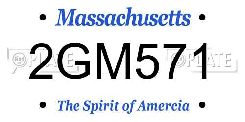 2GM571 Massachusetts License Plate