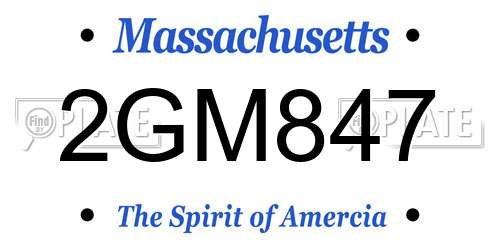 2GM847 Massachusetts License Plate