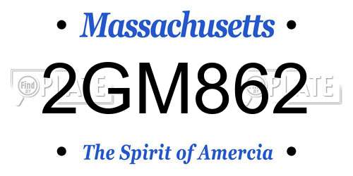 2GM862 Massachusetts License Plate