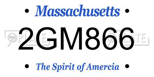 2GM866 Massachusetts License Plate