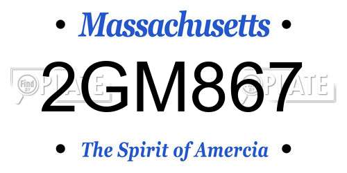 2GM867 Massachusetts License Plate