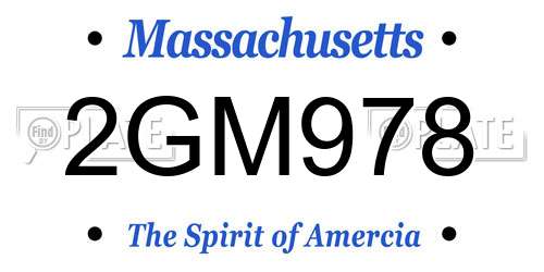2GM978 Massachusetts License Plate