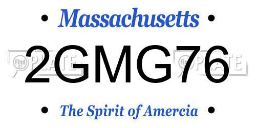 2GMG76 Massachusetts License Plate