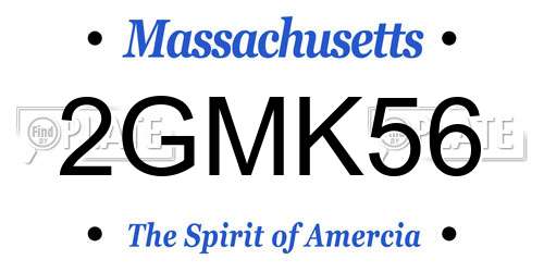 2GMK56 Massachusetts License Plate