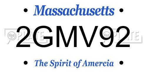 2GMV92 Massachusetts License Plate