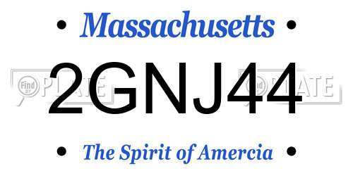 2GNJ44 Massachusetts License Plate