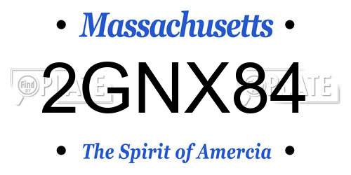 2GNX84 Massachusetts License Plate
