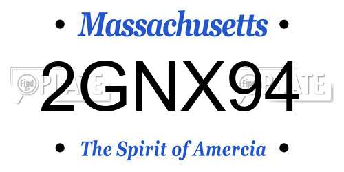 2GNX94 Massachusetts License Plate