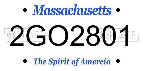 2GO2801 Massachusetts License Plate