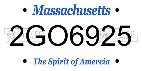 2GO6925 Massachusetts License Plate