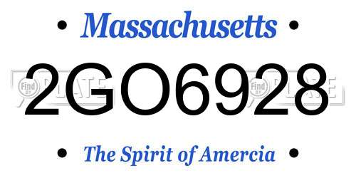 2GO6928 Massachusetts License Plate