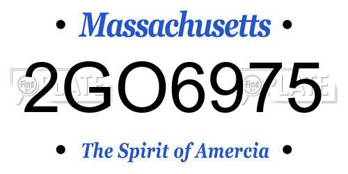 2GO6975 Massachusetts License Plate