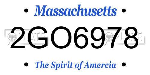 2GO6978 Massachusetts License Plate