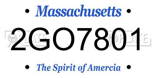 2GO7801 Massachusetts License Plate