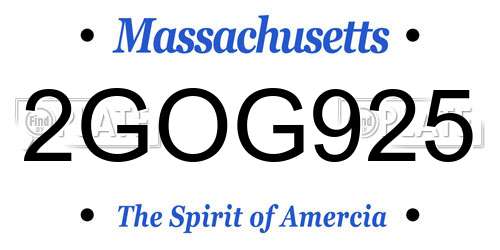 2GOG925 Massachusetts License Plate