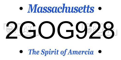 2GOG928 Massachusetts License Plate