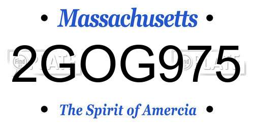 2GOG975 Massachusetts License Plate