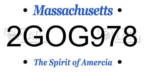 2GOG978 Massachusetts License Plate