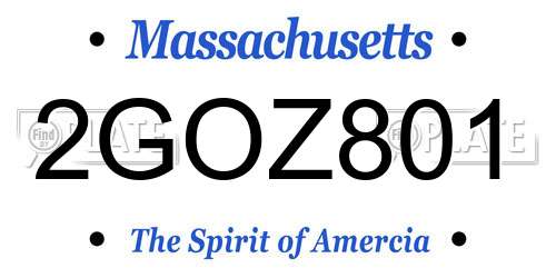 2GOZ801 Massachusetts License Plate