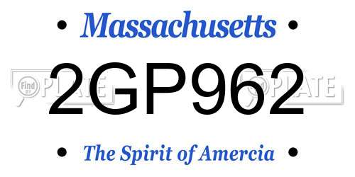 2GP962 Massachusetts License Plate