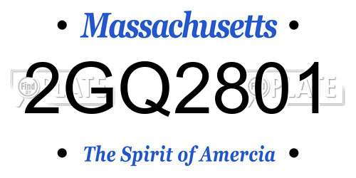 2GQ2801 Massachusetts License Plate