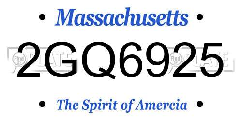 2GQ6925 Massachusetts License Plate