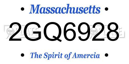 2GQ6928 Massachusetts License Plate