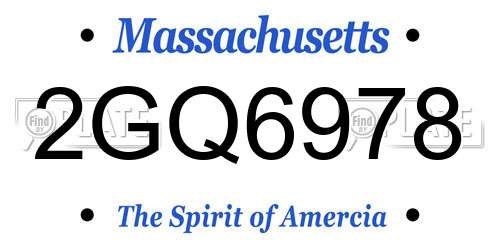 2GQ6978 Massachusetts License Plate