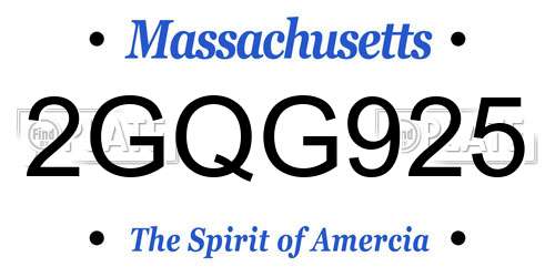 2GQG925 Massachusetts License Plate