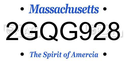 2GQG928 Massachusetts License Plate