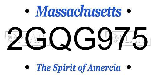 2GQG975 Massachusetts License Plate