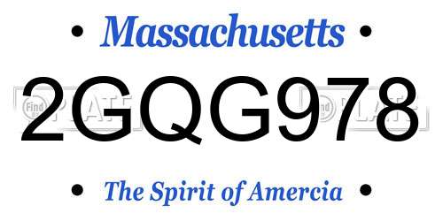 2GQG978 Massachusetts License Plate