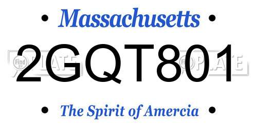 2GQT801 Massachusetts License Plate