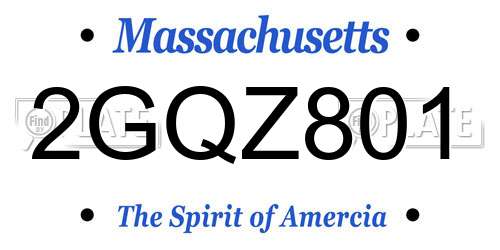 2GQZ801 Massachusetts License Plate