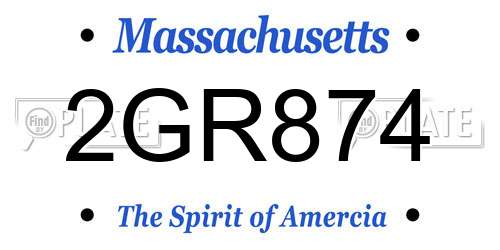 2GR874 Massachusetts License Plate