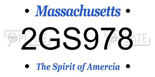 2GS978 Massachusetts License Plate
