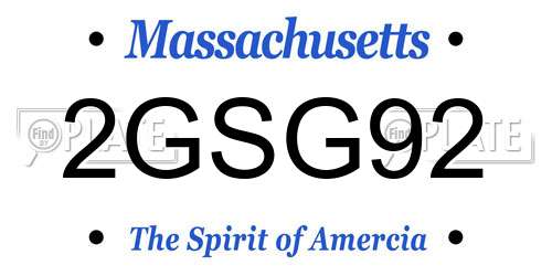 2GSG92 Massachusetts License Plate