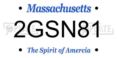 2GSN81 Massachusetts License Plate