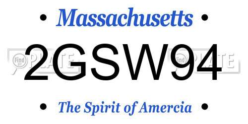 2GSW94 Massachusetts License Plate