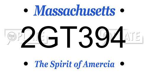 2GT394 Massachusetts License Plate