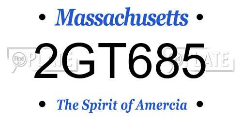 2GT685 Massachusetts License Plate