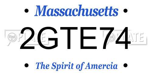 2GTE74 Massachusetts License Plate