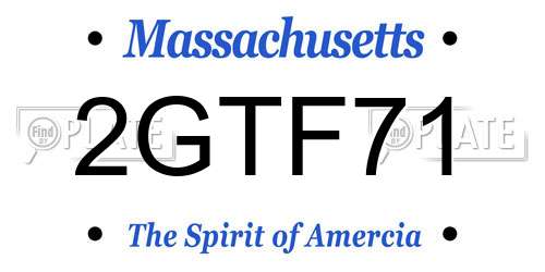 2GTF71 Massachusetts License Plate
