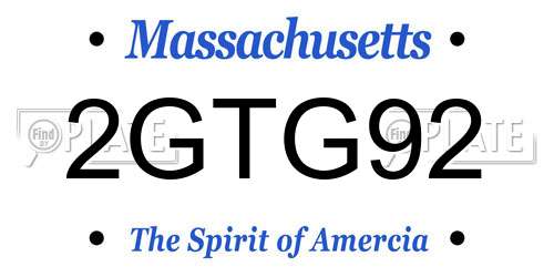 2GTG92 Massachusetts License Plate
