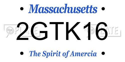 2GTK16 Massachusetts License Plate