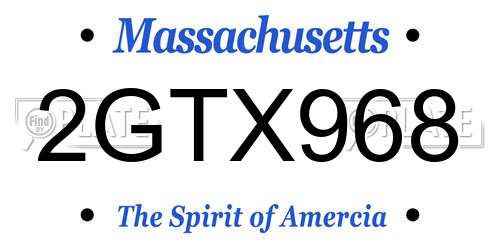 2GTX968 Massachusetts License Plate