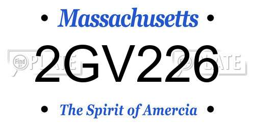 2GV226 Massachusetts License Plate