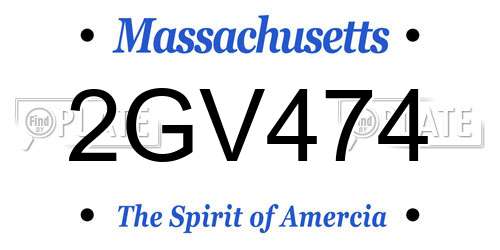2GV474 Massachusetts License Plate